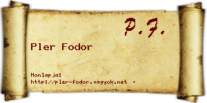Pler Fodor névjegykártya